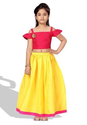 Pink Embroidered Silk Lehenga Choli For Girls