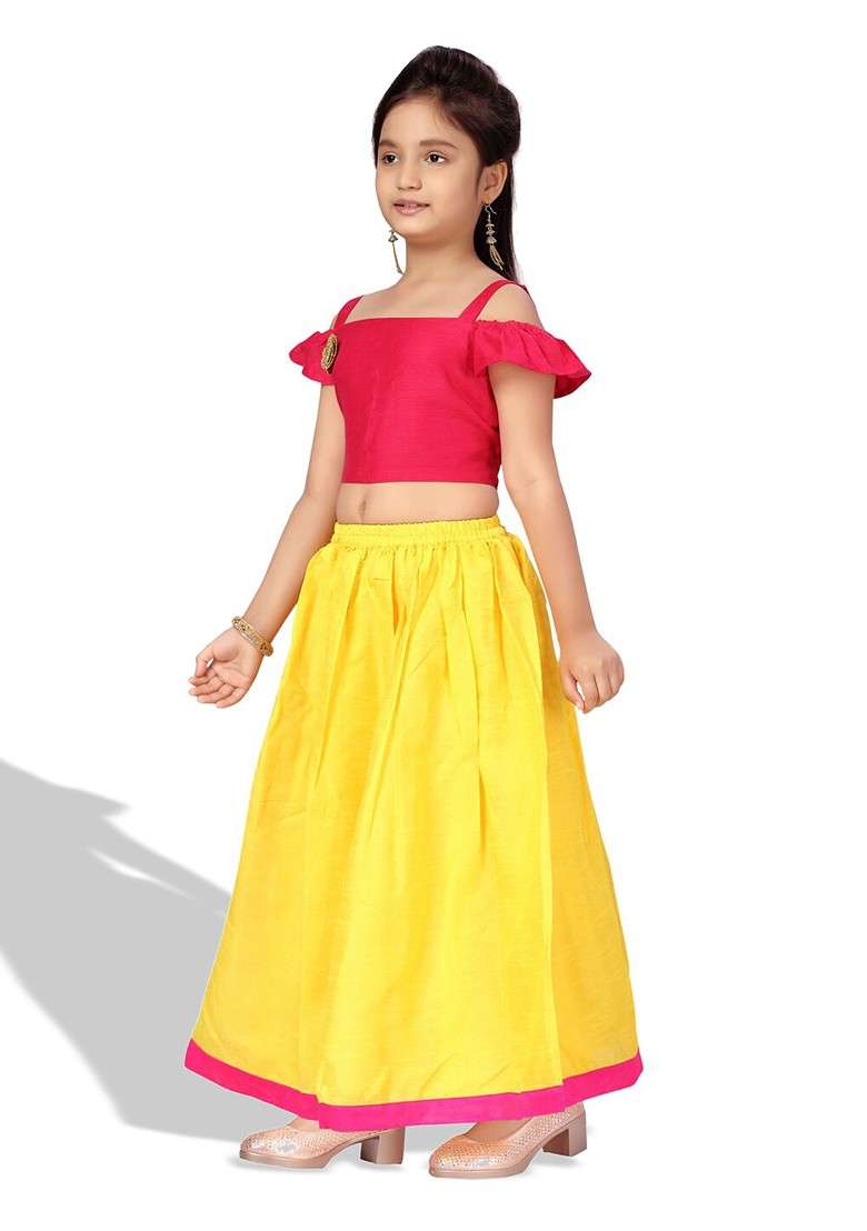 Pink Embroidered Silk Lehenga Choli For Girls - Indya