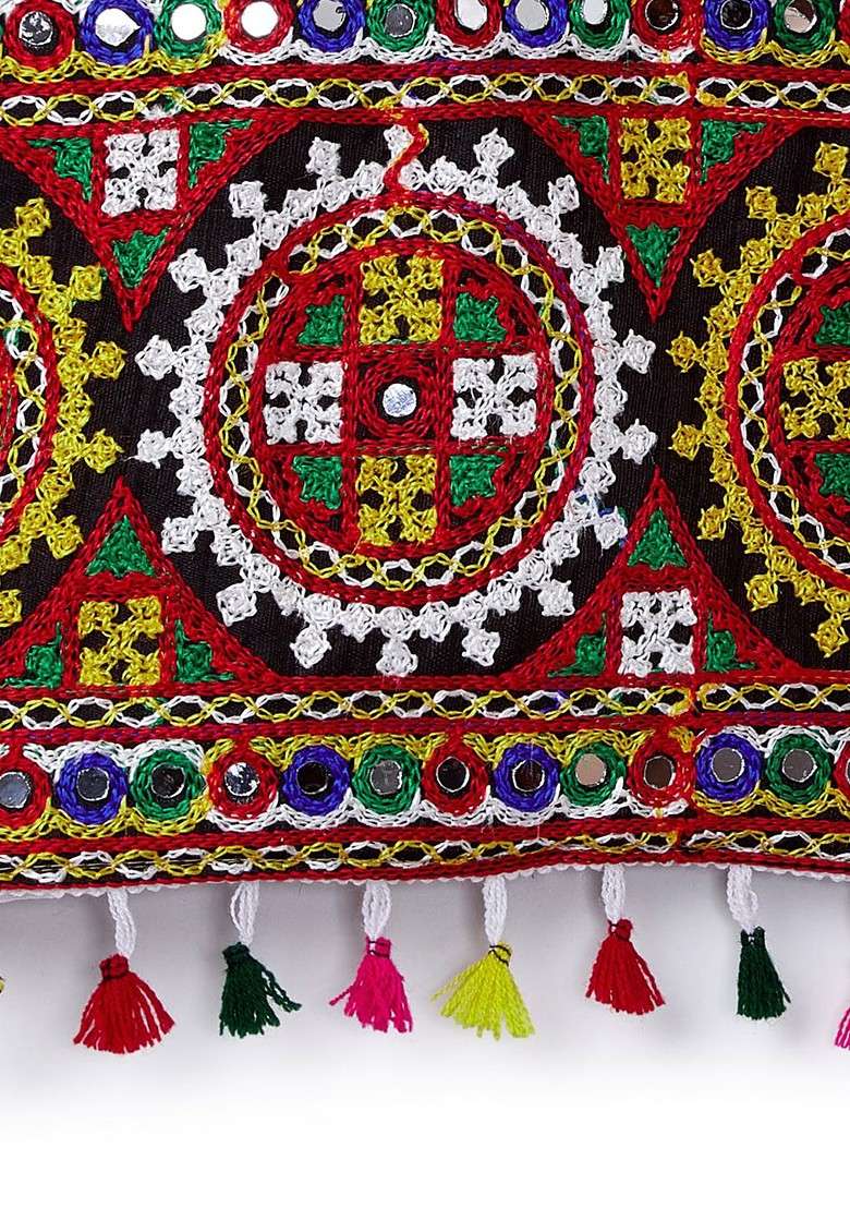 White Embroidered Cotton Blend Lehenga Choli For Girls - Indya