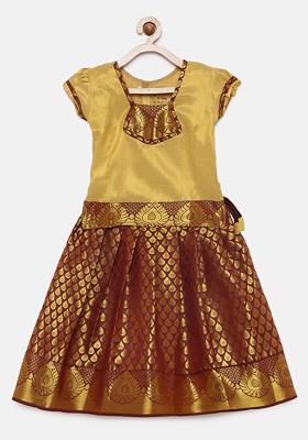 Gold Embroidered Blended Lehenga Choli For Girls