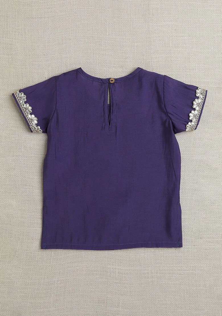 Purple Embellished Blended Lehenga Choli For Girls - Indya
