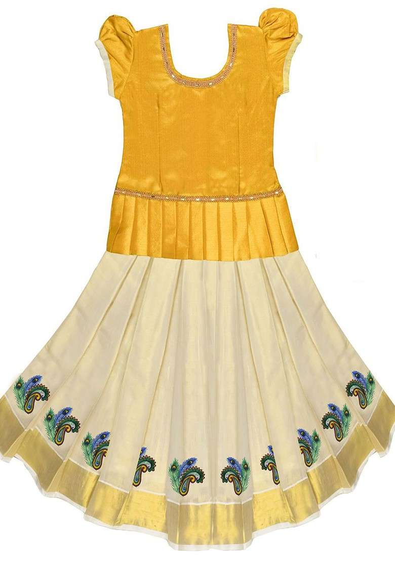 Gold Embellished Blended Lehenga Choli For Girls - Indya