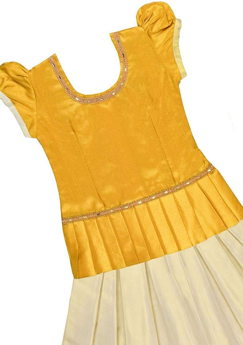 Gold Embellished Blended Lehenga Choli For Girls - Indya
