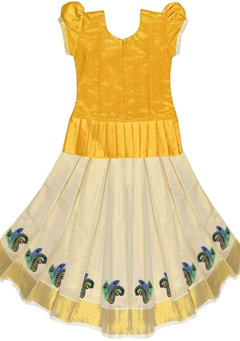 Gold Embellished Blended Lehenga Choli For Girls - Indya