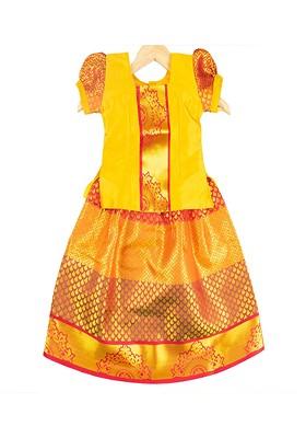 Gold Embroidered Blended Lehenga Choli For Girls