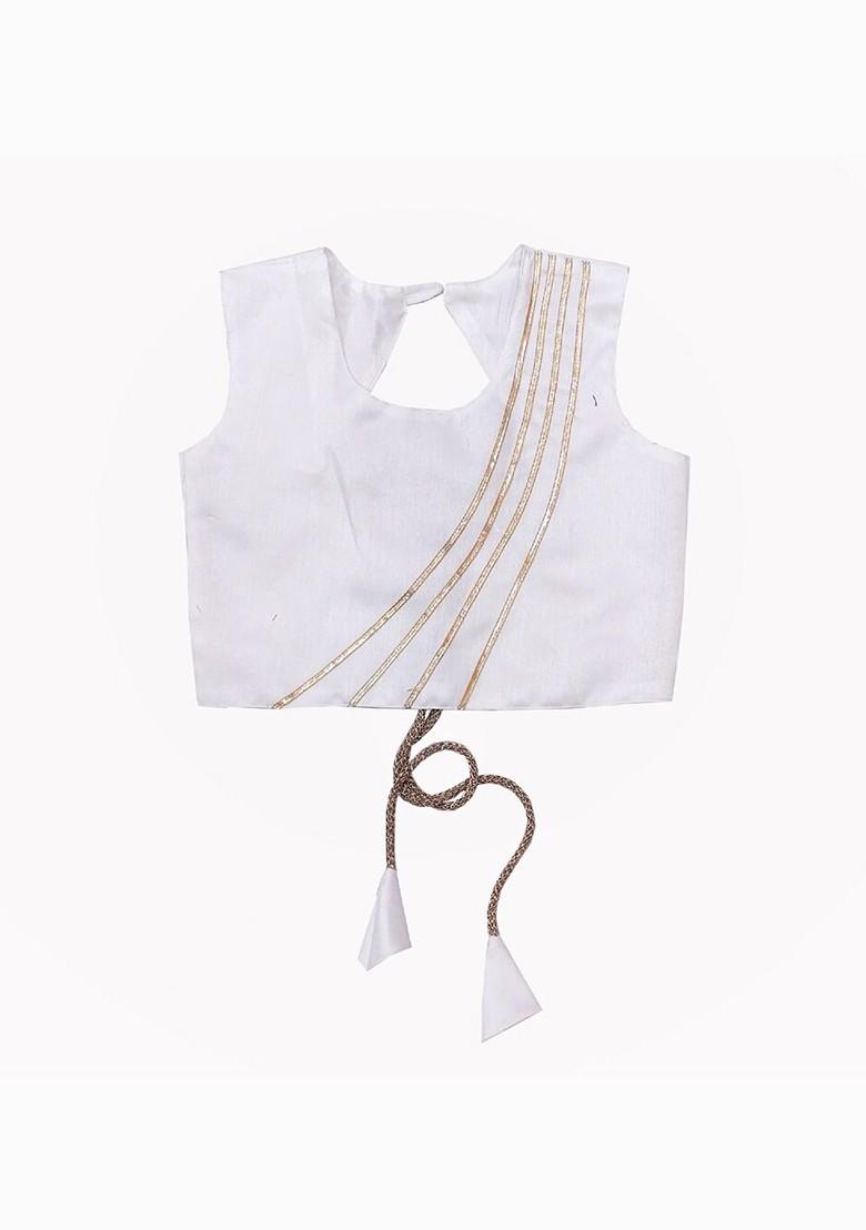 Peach Embroidered Blended Lehenga Choli For Girls - Indya