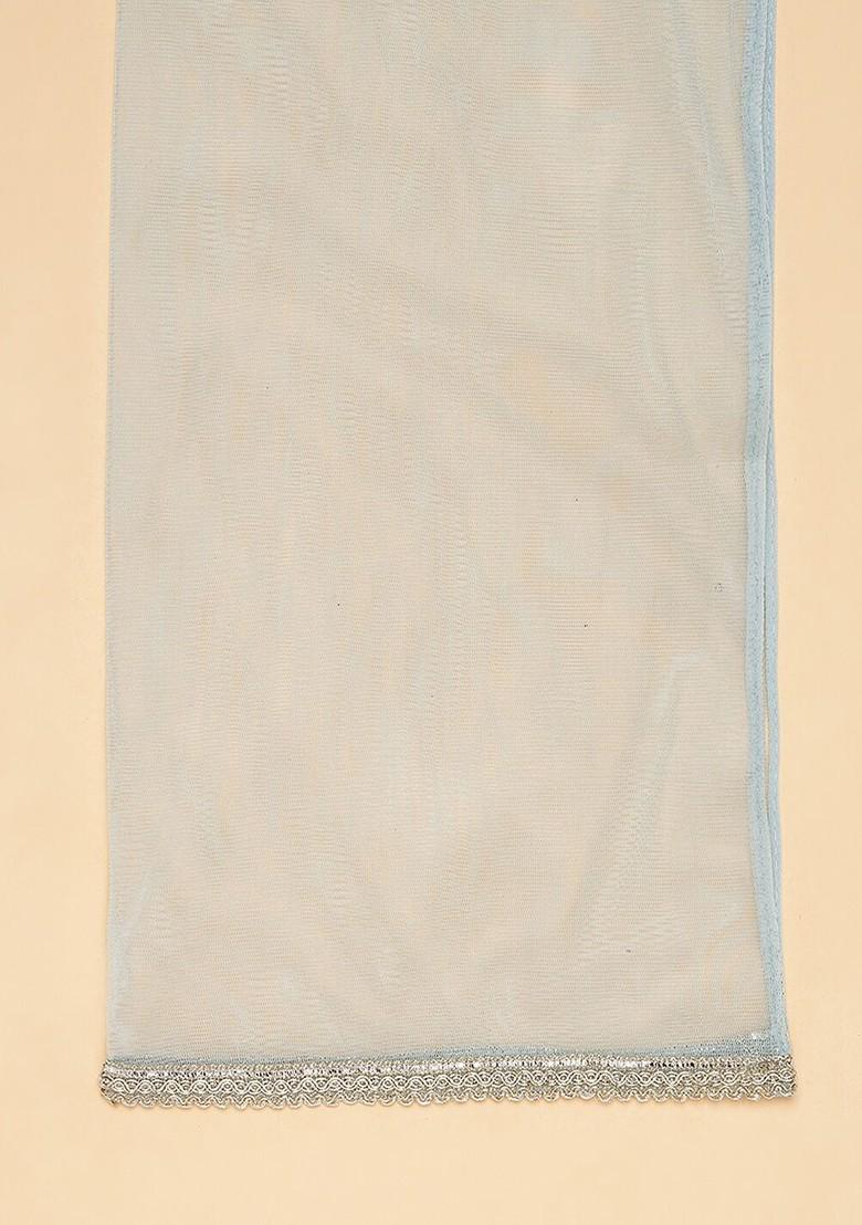 Turquoise Blue Embroidered Blended Lehenga Choli For Girls - Indya