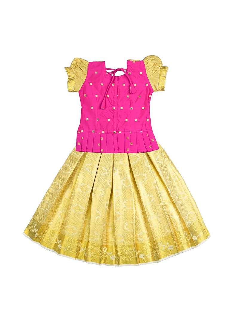 Pink Embroidered Blended Lehenga Choli For Girls - Indya