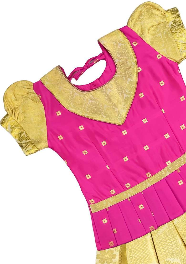 Pink Embroidered Blended Lehenga Choli For Girls - Indya