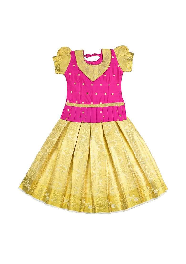 Pink Embroidered Blended Lehenga Choli For Girls - Indya