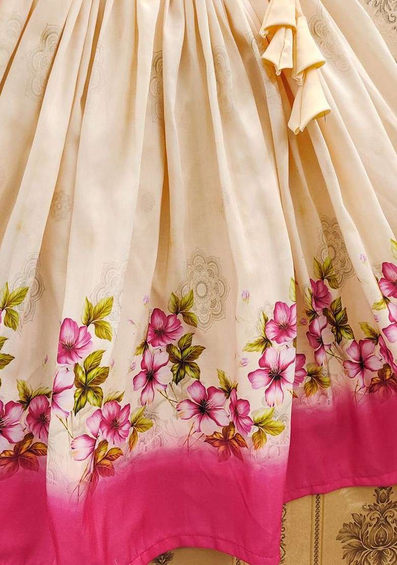 Pink Embroidered Cotton Blend Lehenga Choli For Girls - Indya