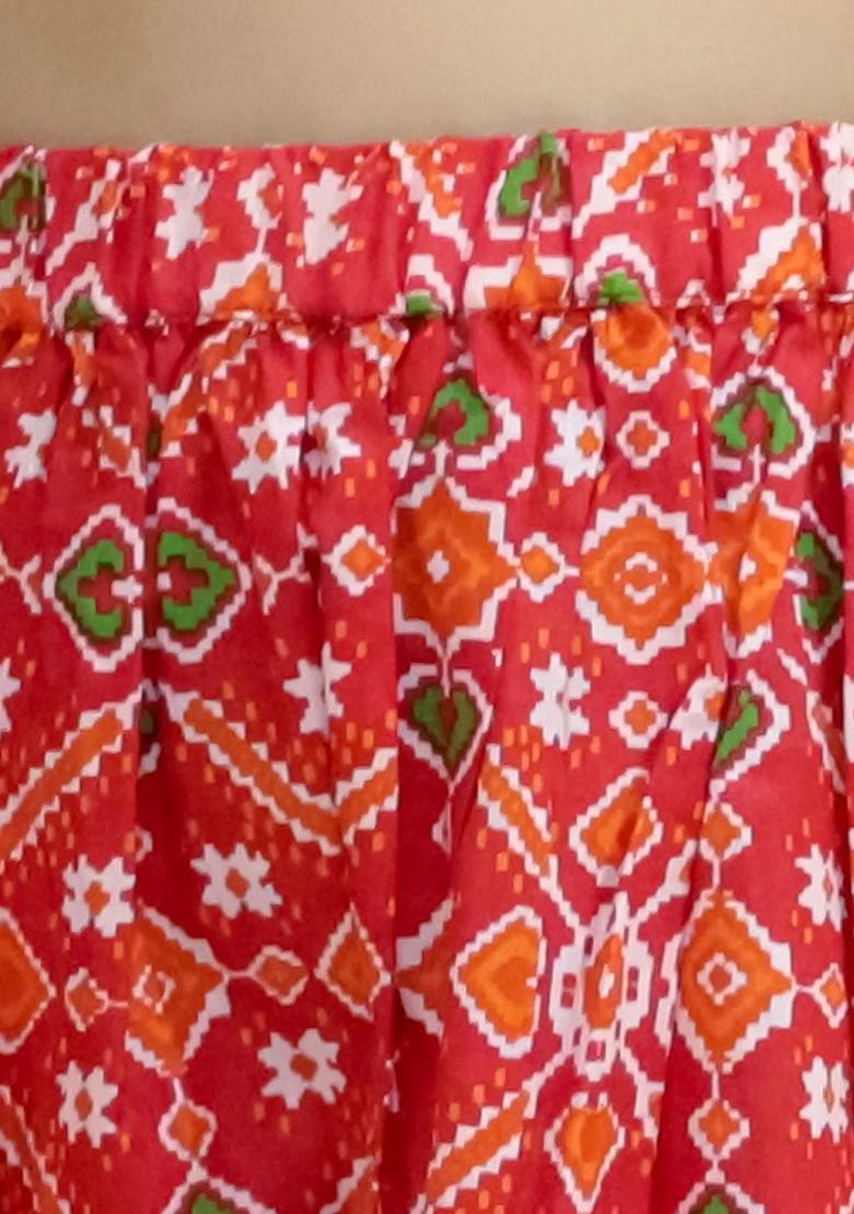 Yellow Printed Cotton Blend Lehenga Choli For Girls - Indya