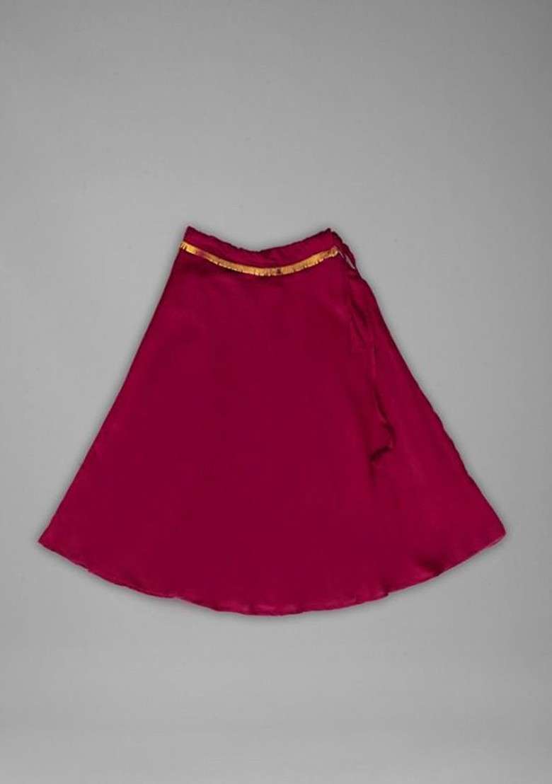 Maroon Printed Blended Lehenga Choli For Girls - Indya