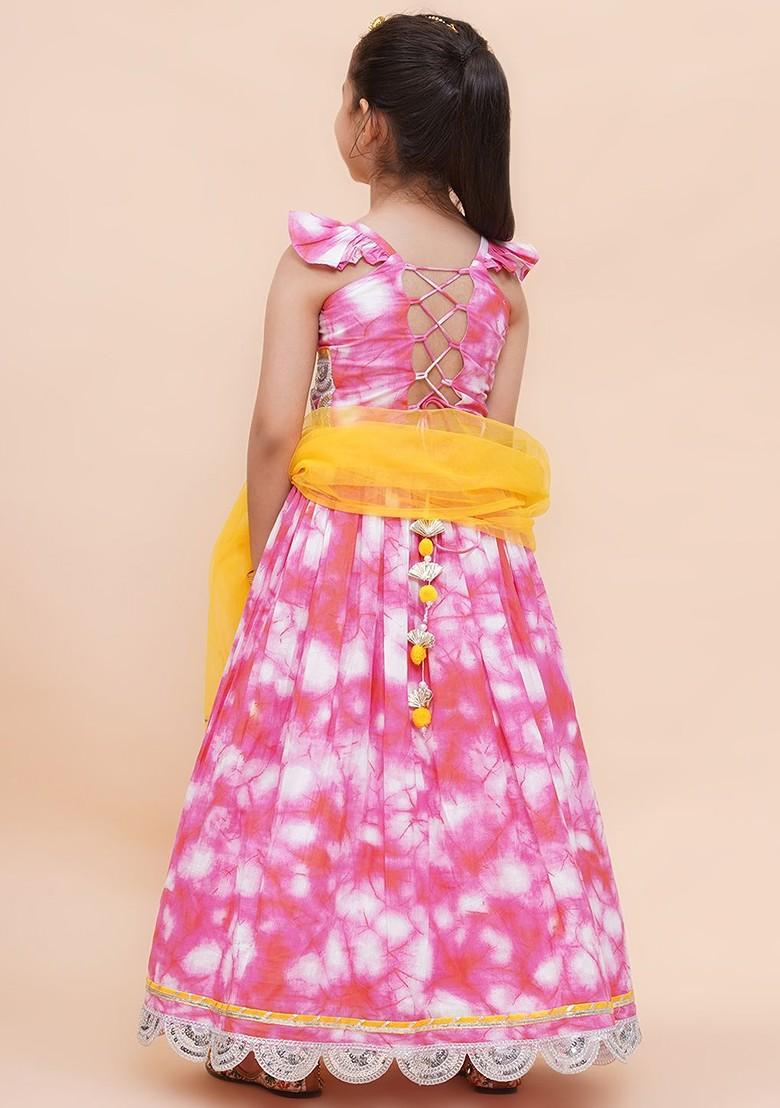 Pink Embellished Blended Lehenga Choli For Girls - Indya