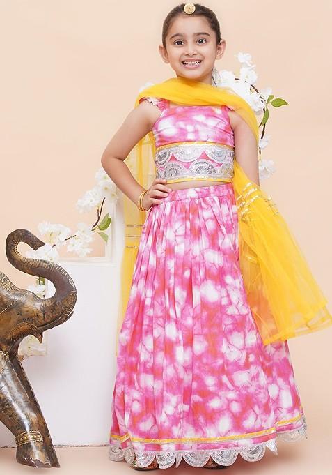 Pink Embellished Blended Lehenga Choli For Girls — view on Indya