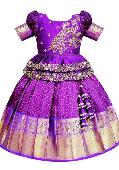Multicolor Embroidered Blended Lehenga Choli For Girls