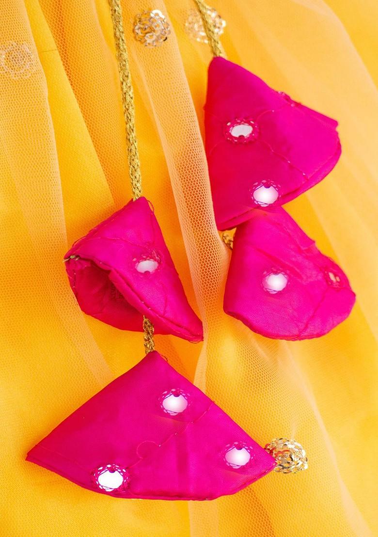 Yellow Embroidered Blended Lehenga Choli For Girls - Indya