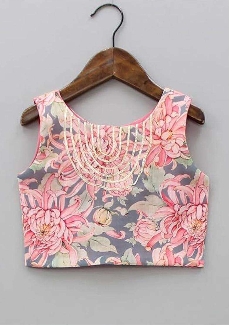 Peach Solid Silk Lehenga Set For Girls - Indya