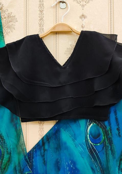 Blue Solid Georgette Lehenga Set For Girls — view on Indya