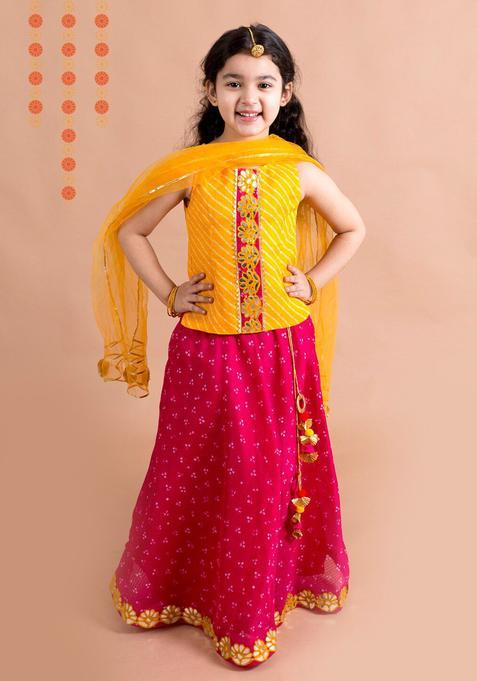 Purple Embroidered Polyester Lehenga Set For Girls — view on Indya