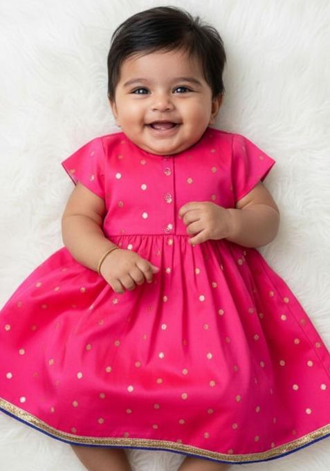 Pink Silk Lehenga Set For Girls — view on Indya