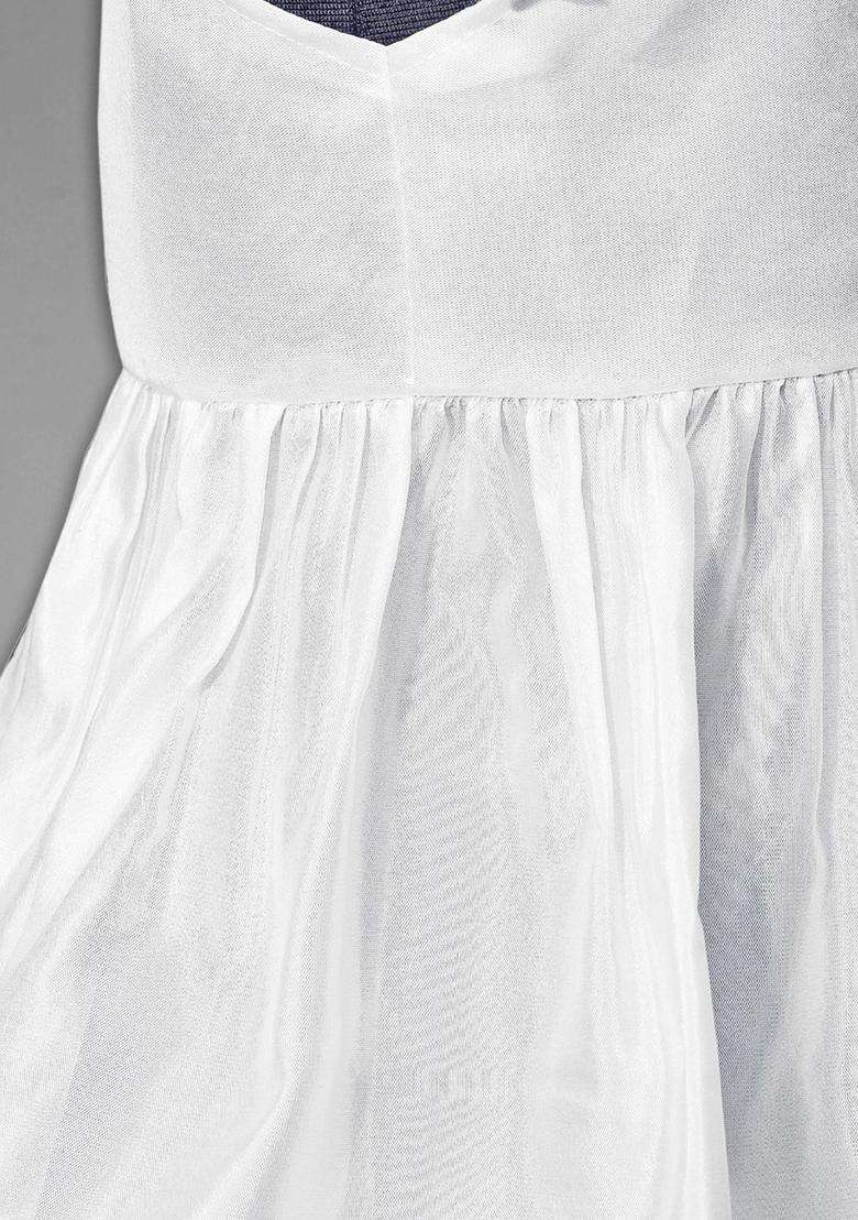 White Solid Silk Lehenga Set For Girls - Indya