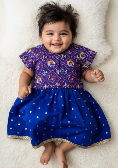 Blue Silk Lehenga Set For Girls — view on Indya