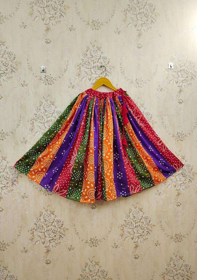 Purple Solid Cotton Lehenga Set For Girls - Indya