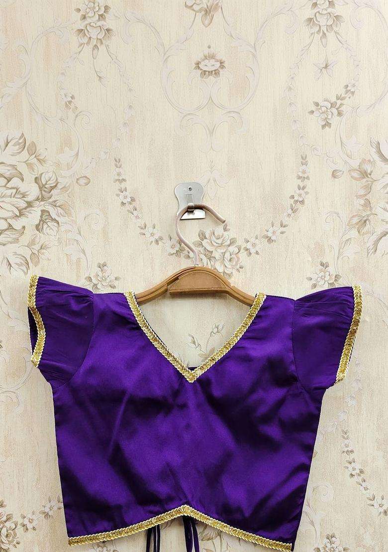 Purple Solid Cotton Lehenga Set For Girls - Indya