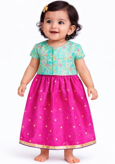 Pink Woven Design Silk Lehenga Set For Girls — view on Indya