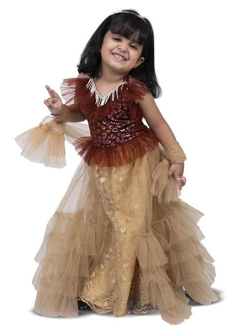 Maroon Embellished Polyester Lehenga Set For Girls — view on Indya