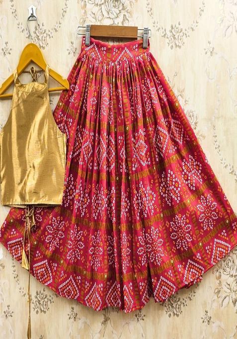 Pink Solid Cotton Lehenga Set For Girls — view on Indya