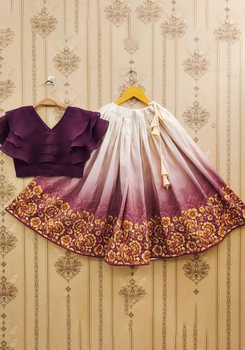 Purple Dyed Cotton Lehenga Set For Girls — view on Indya