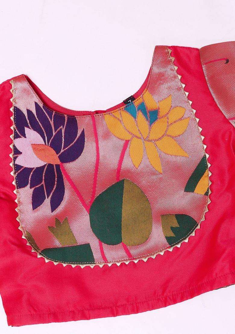 Red Embellished Silk Lehenga Set For Girls - Indya