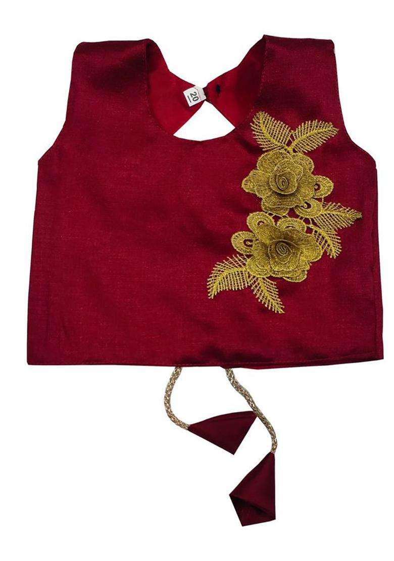Coral Embroidered Net Lehenga Set For Girls - Indya