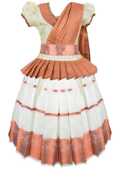 Copper Embellished Silk Lehenga Set For Girls — view on Indya
