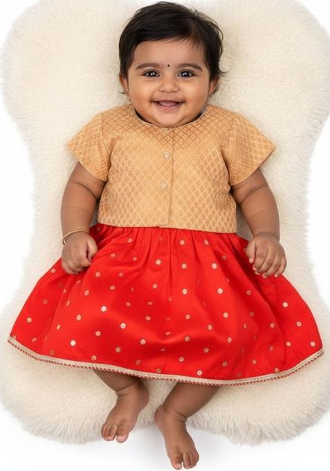 Red Silk Lehenga Set For Girls — view on Indya