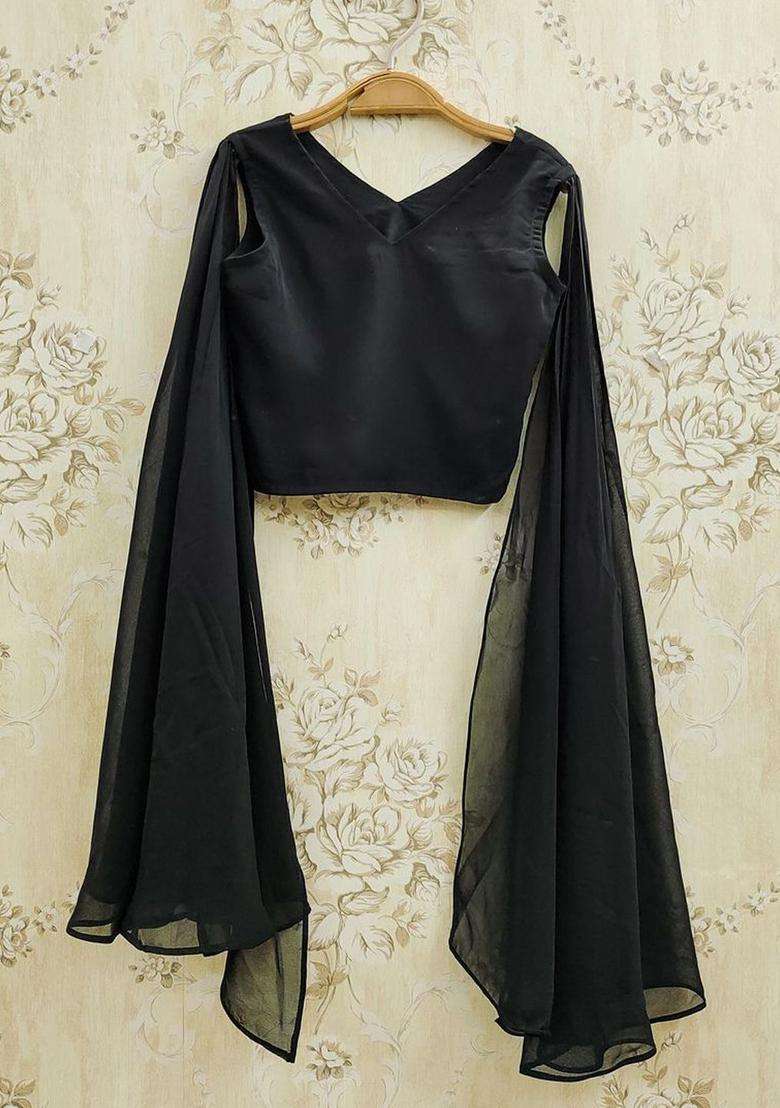 Peach Solid Georgette Lehenga Set For Girls - Indya