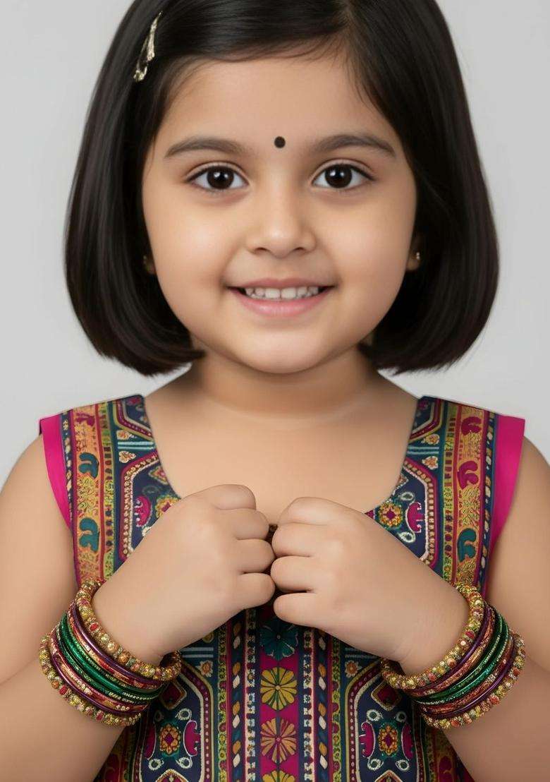 Pink Embellished Cotton Lehenga Set For Girls - Indya