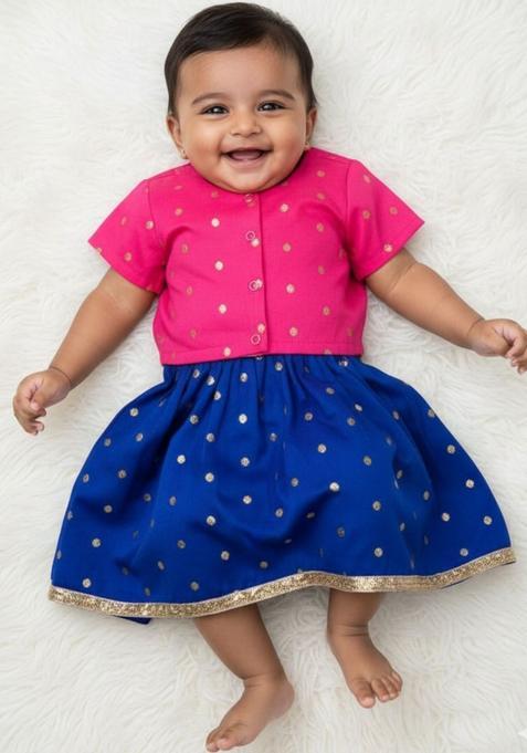 Blue Silk Lehenga Set For Girls — view on Indya