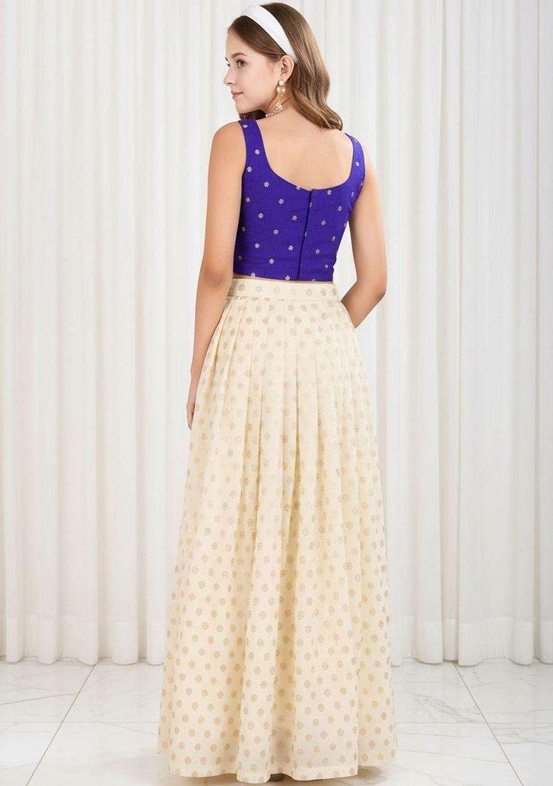 Multi Embroidered Georgette Lehenga Set For Girls - Indya