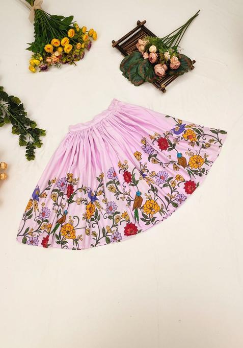 Pink Printed Cotton Lehenga Set For Girls — view on Indya