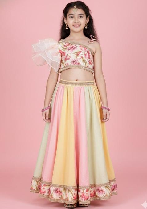 Multi Printed Cotton Lehenga Set For Girls — view on Indya
