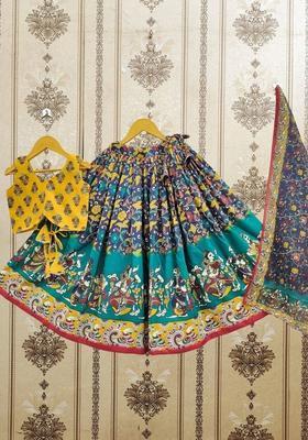 Multi Printed Viscose Lehenga Set For Girls