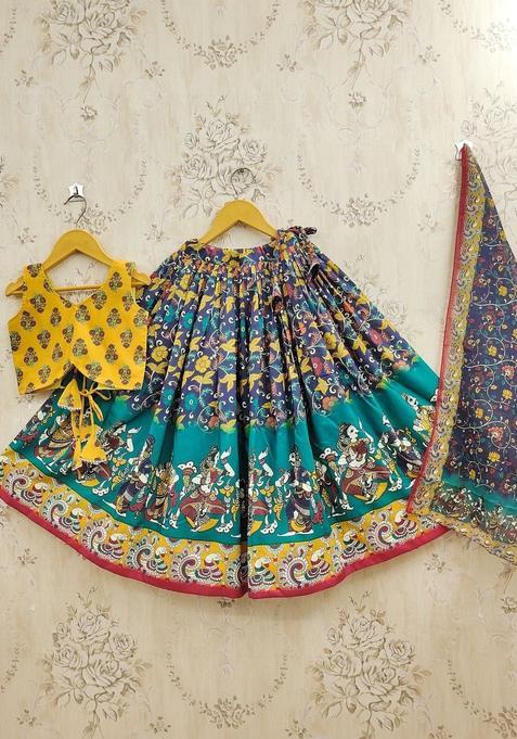 Multi Printed Viscose Lehenga Set For Girls — view on Indya