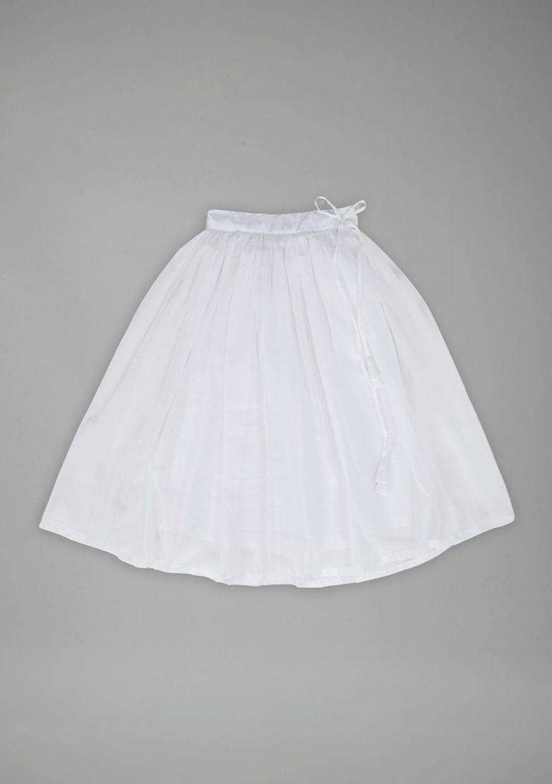 White Embroidered Georgette Lehenga Set For Girls - Indya