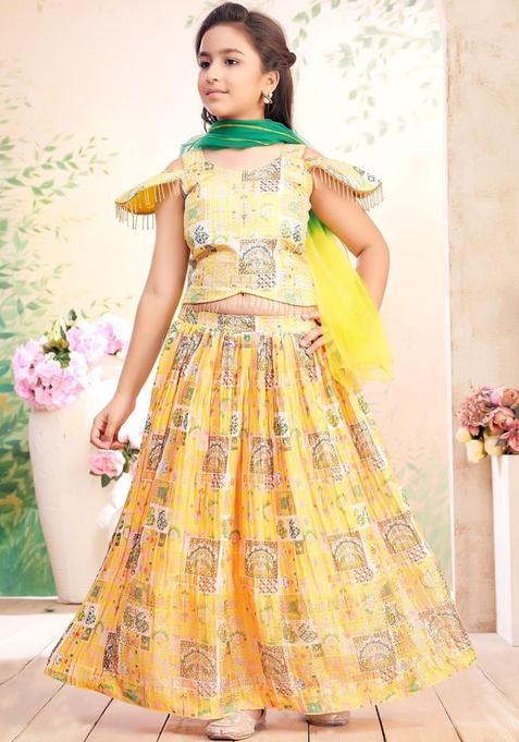 Yellow Georgette Lehenga Set For Girls — view on Indya