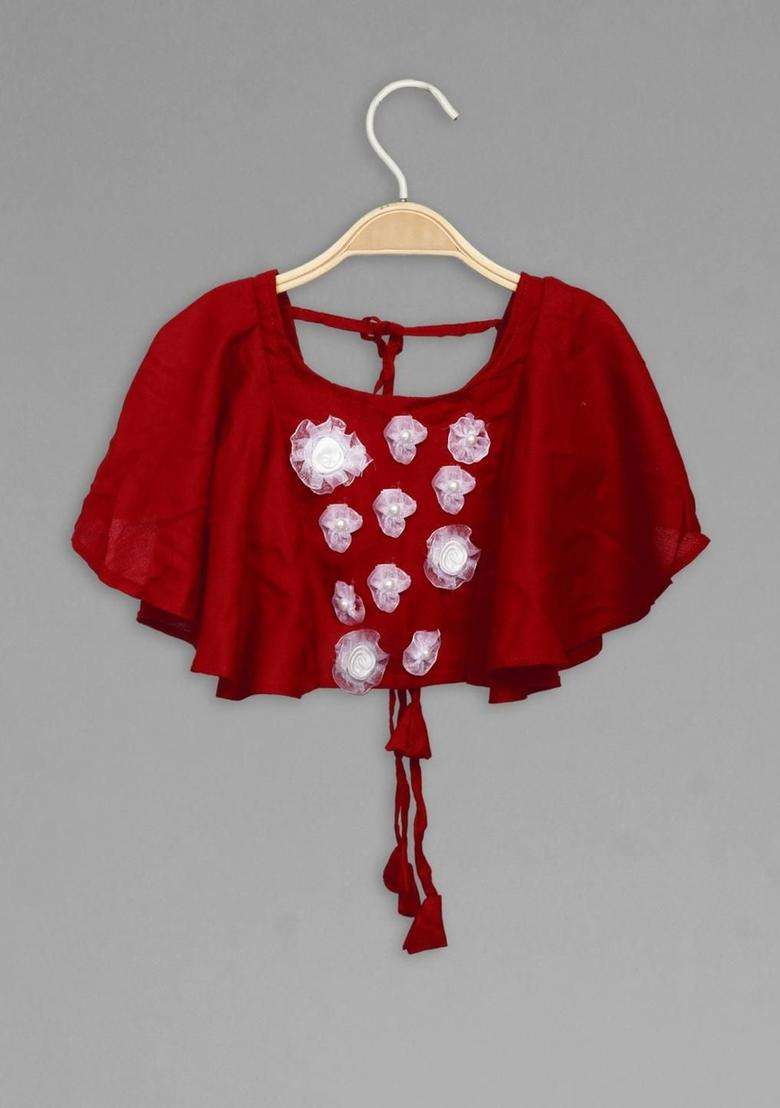White Solid Polyester Lehenga Set For Girls - Indya