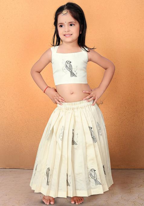 Brown Printed Cotton Lehenga Set For Girls — view on Indya