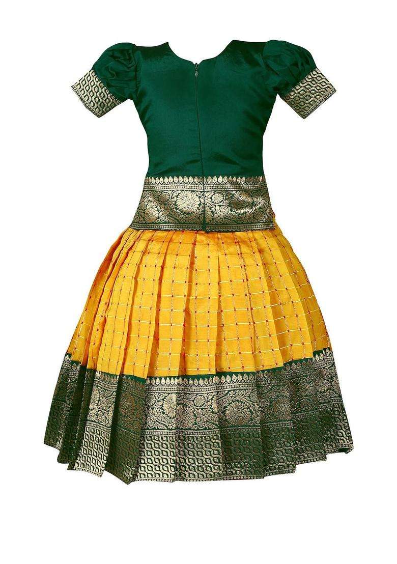 Multi Woven Design Cotton Lehenga Set For Girls - Indya